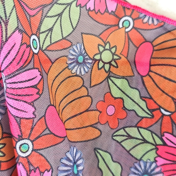 Two 2 Fly Soft Lace Sheer Floral Boho Hippie Western Kimono Cover Up Colorful - Picture 6 of 10